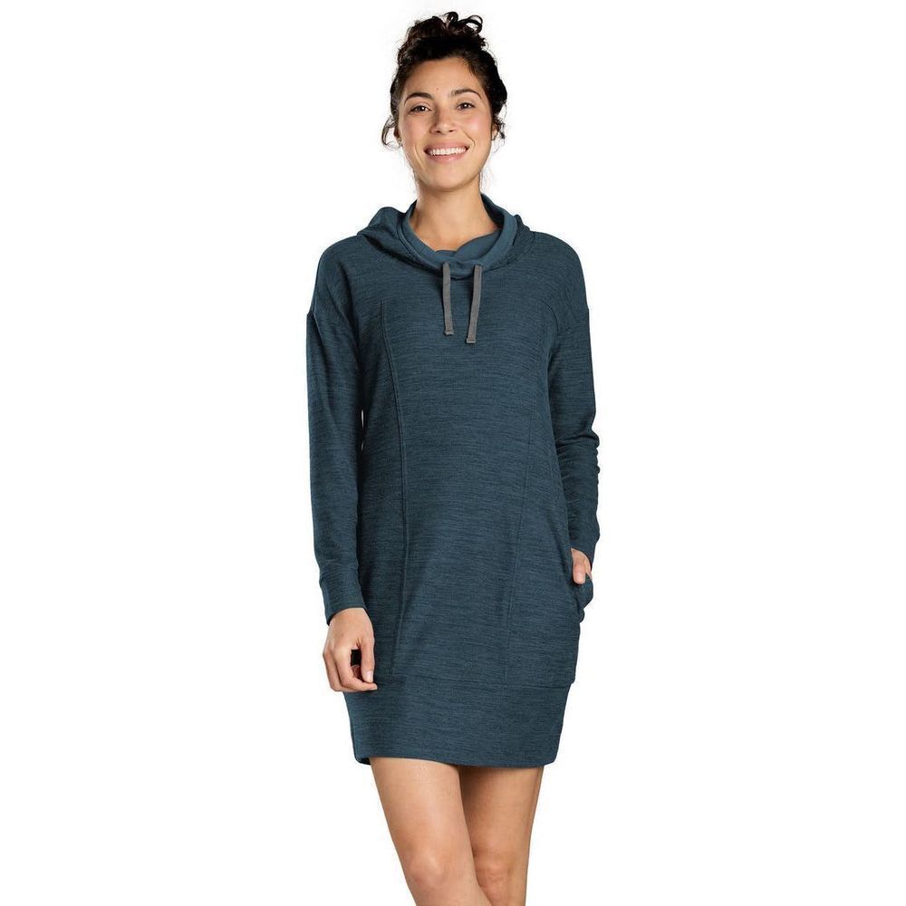 NWOT Toad&Co Intermosso Hooded Cowl Neck Kangaroo Pocket Sweatshirt Dress Large